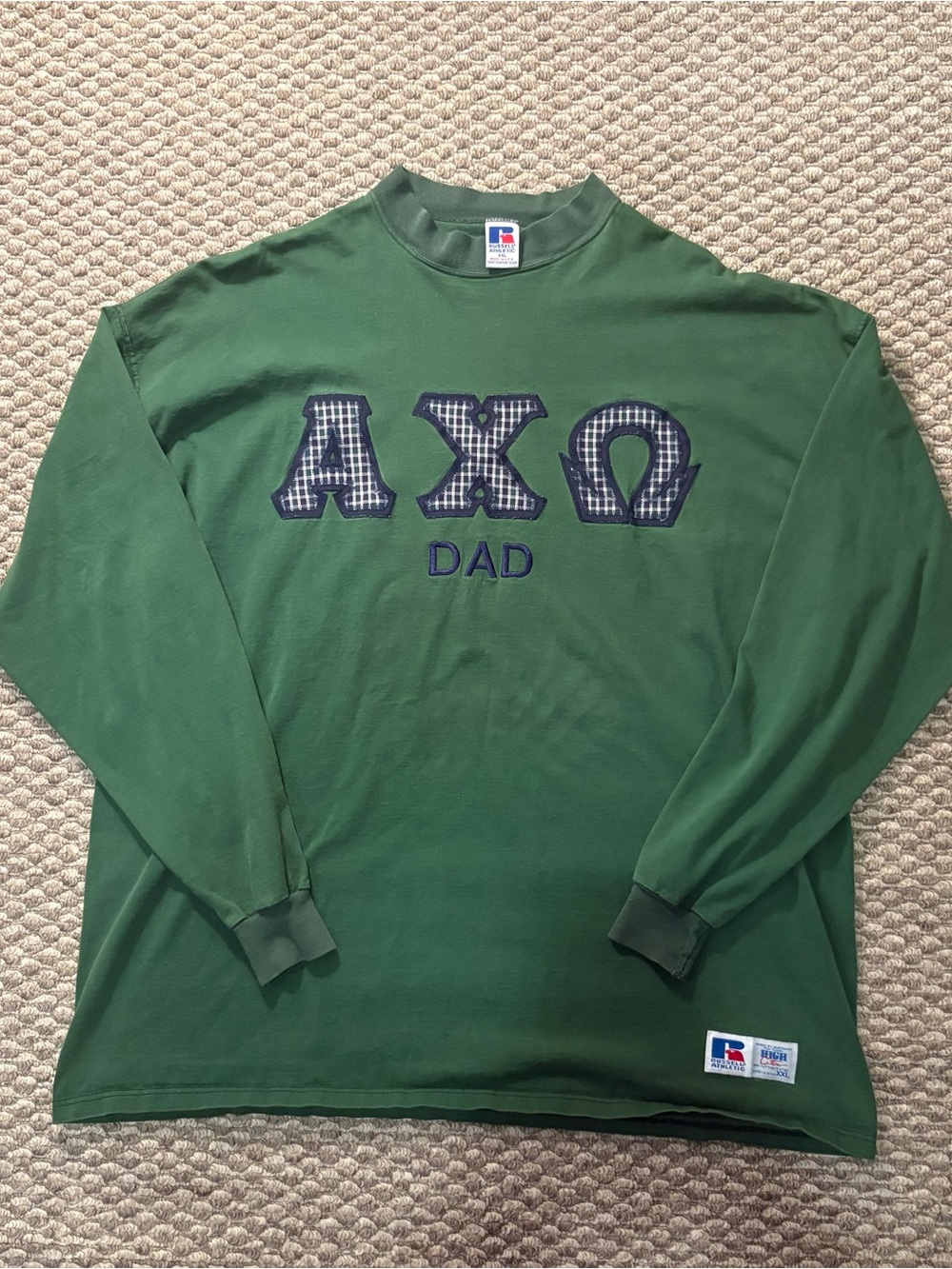 VTG 90s Russell Athletic Alpha Chi Omega Dad Long Sleeve Made in USA Size XXL